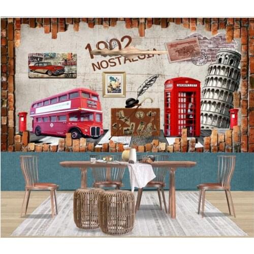 Custom mural 3d photo wallpaper Retro nostalgic British style Leaning Tower of Pisa decor 3d wall murals wallpaper for walls 3 d