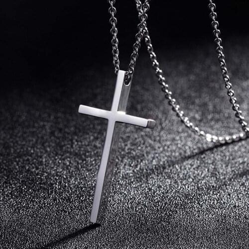 Titanium Steel Cross Pendant Necklace For Men Women Minimalist Jewelry Male Female Prayer Necklaces Chokers Gift