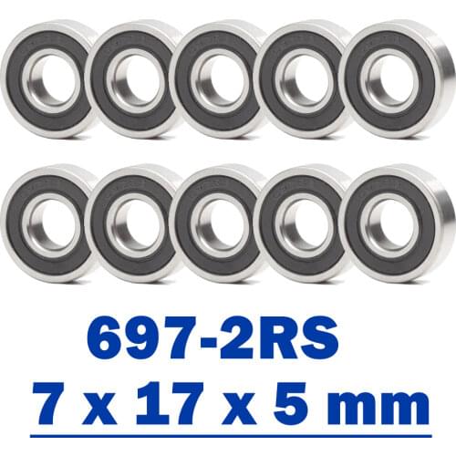 697RS Bearing High Quality ( 10 PCS ) 7*17*5 mm Hobby Electric RC Car Truck 697 RS 2RS Ball Bearings 697-2RS Black Sealed