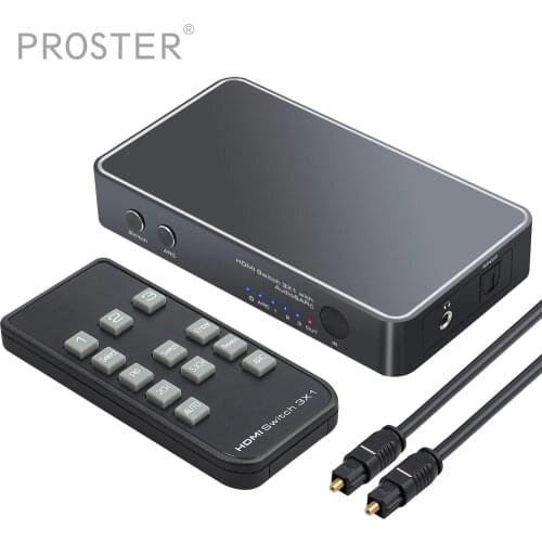 PROZOR for 3 Port HDMI Switch with Audio Extractor With Remote Control 4K 3D Support ARC PIP Mini HDMI to HDMI Switch Adapter