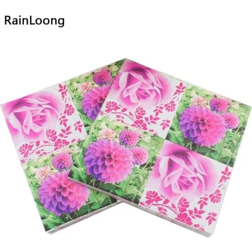 [RainLoong] Flower Printed Paper Napkin Para Festas & Party Supply Decoration Tissue 33*33cm 1 pack (20pcs/pack)