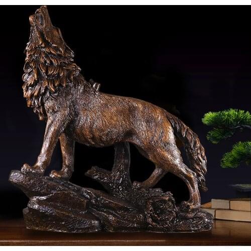 NORDIC LUCKY WOLF ART SCULPTURE DECORATION ANIMAL CRAFTS FIGURINES ORNAMENTS CREATIVE EUROPEAN HOME DECORATION R4844