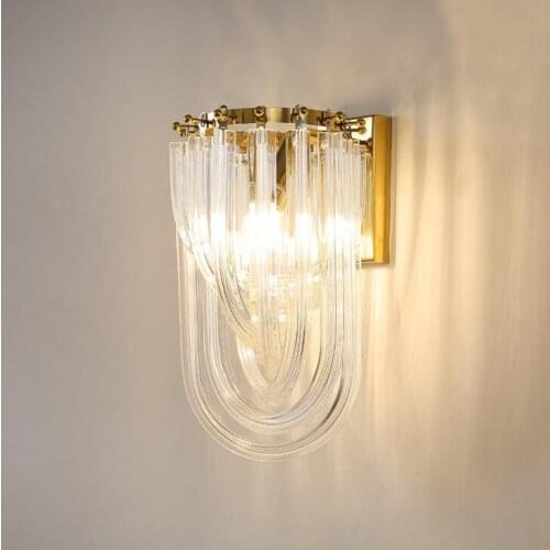 Light luxury style living room bedroom background wall lamp postmodern design creative crystal curved pipe corridor aisle wall