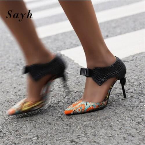 Black Shoes Women High Heels Sexy Pumps Bowknot Sweet Dress Shoes Party Stiletto Wedding Bridal Shoes Plus Size 43