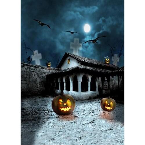 Halloween Pumpkin Haunted House Moonlight Photography Background Vinyl Backdrop for Children Baby Shower Photophone Photo Studio