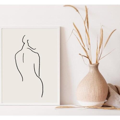 Woman Body Line Drawing Abstract Wall Art Prints Girl Silhouette Minimalist Poster Canvas Painting Pictures Bedroom Wall Decor