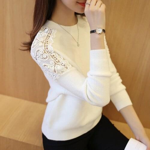 2020 New Autumn Winter Women Pullover Korean Hollow Out Knitwear Batwing Sleeve Embroidered Casual Womens Sweater Pull Femme