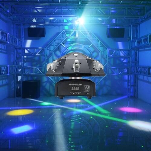 16 colorful small cyclone mushroom lights, seven-color laser beam, LED moving head light, party projector stage lighting