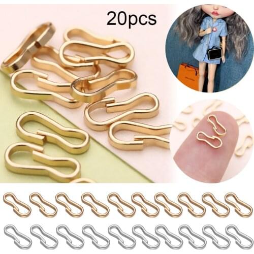 20Pcs 9mm Mini Metal Buckle oll Bag Chain Buckle Keychain Clips Silver/Gold Connecting Buckle DIY Doll Sewing Accessories