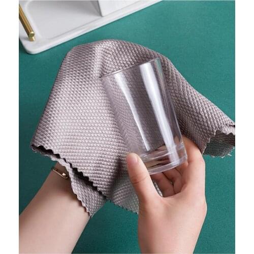 5Pcs/set Kitchen Anti-Grease Wiping Rags Efficient Fish Scale Wipe Cloth Cleaning Cloth Home Washing Dish Cleaning Towel