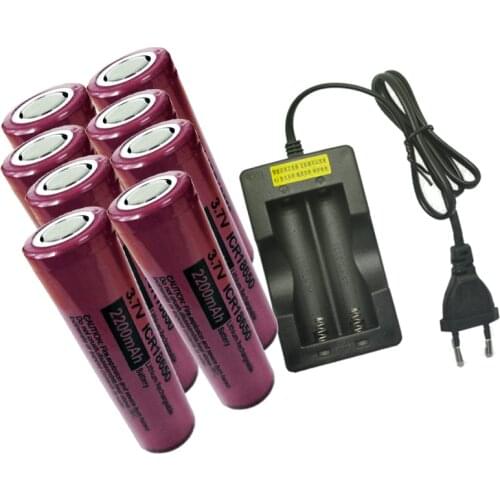 PKCELL 18650 battery 2200mah ICR18650 3.7V Rechargeable batteriy Li ion 18650 (GIFT 18650 battery charger 2slot)eu /us plug