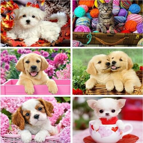 Full Square Diamond Painting Cat Dog Animal 5D DIY Mosaic Diamond Embroidery Decor Home Picture Of Rhinestone Handmade gift