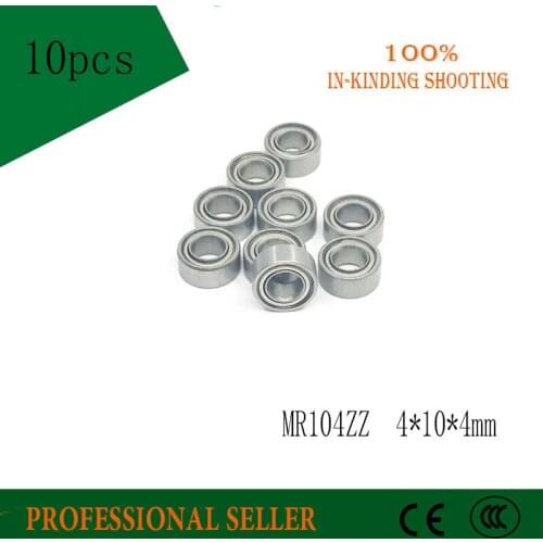 Free shipping 10pcs MR104ZZ L-1040 MR104 deep groove ball bearing 4x10x4 mm miniature bearing ABEC5 P5