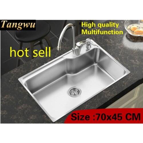 Free shipping Hot sell standard household kitchen single trough sink fashion durable 304 food-grade stainless steel 700x450 MM
