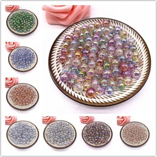 New 8mm 50pcs AB Color Round Acrylic Bead Loose Spacer Beads For Jewelry Making DIY Bracelet Necklace