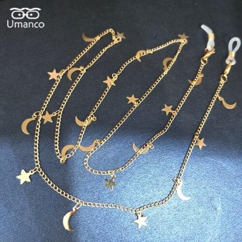 Gold Silver Metal Sunglasses Chains for Women with Moon Star Pendant Bohemia Mask Glasses Chain Female Lanyard Jewelry Charms