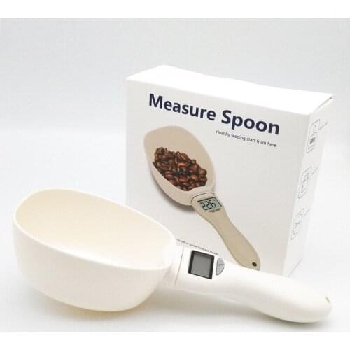 Pet Food Feeders Electronic Measuring Spoon Pet Cat Dog Food Bowl Feeding Weighing Spoon Kitchen Scale Portable With Led Display