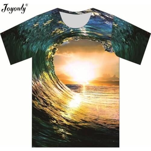 Joyonly 2018 Summer Boys Girls 3d T-shirt Kids Beautiful Sun Sea Wave Printed T shirt Children Tops Baby Tees For 4-20 Years