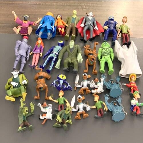 Lot 32Pcs Scooby Mystery Solving Crew Daphne Velma Shaggy DRACULA Lake Monsters Action Figures Cartoon Doll Toys Gift