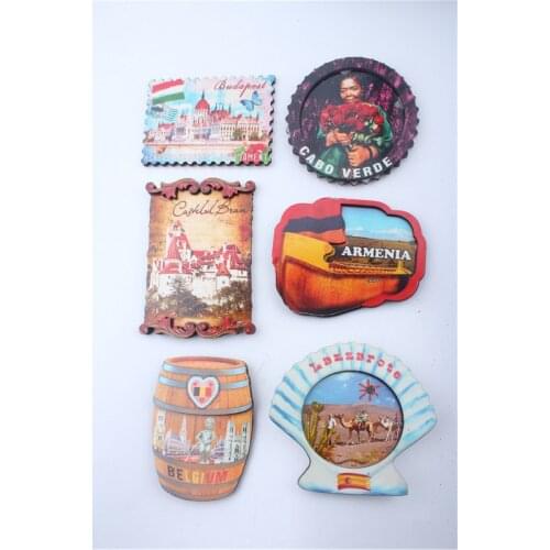 LANZAROTE ARMENIA BELGIUM HUNGARY CABO creative wood 3D souvenir fridge magnet world city gift refrigerator magnetic sticker