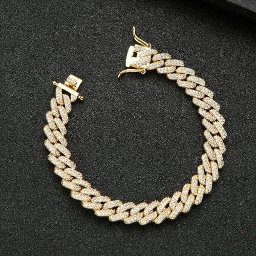Trendy Hiphop Cuban Link Stackable Bracelet For Women Wedding Full Cubic Zircon Crystal Dubai Bracelet Party Jewelry HXB002