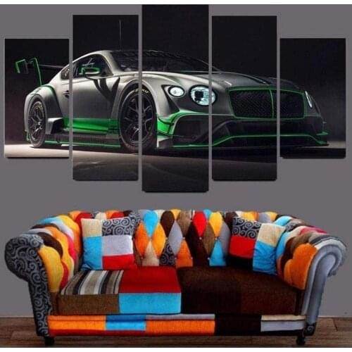 Canvas Wall Art 5 Piece Prints Grey Super Sports Car Modular Modern Decor Posters Pictures Home Living Room Decoration Paintings