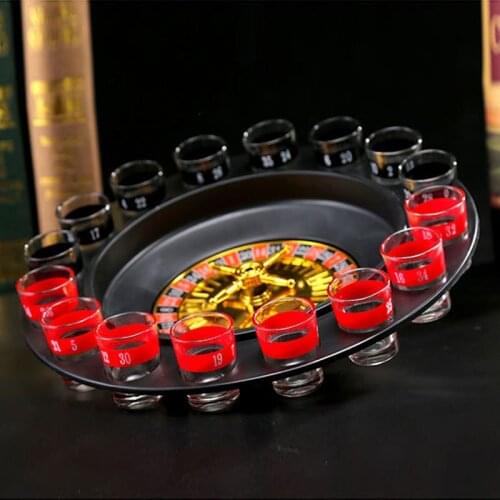 Shots Glass Roulette Drinking Game Set with 16 Shots Glasses Adult Party Games Home Accessories