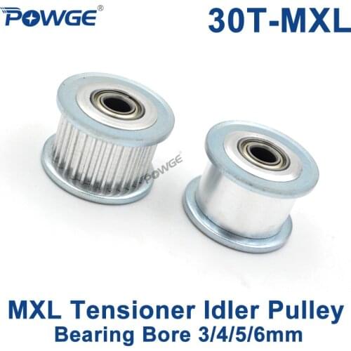 POWGE Inch 30 Teeth MXL synchronous Pulley Idler Tensioner Wheel Bore 3/4/5/6mm with Bearing Guide Regulating pulley 30teeth 30T