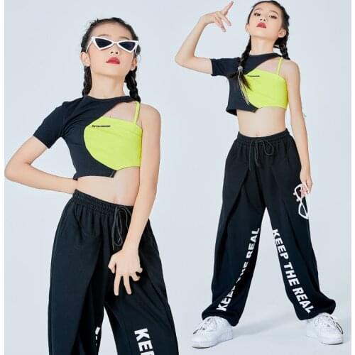New Children Jazz Dance Costumes Summer Hip Hop Modern Dance Clothes Short Sleeved Loose Pants Jazz Performance Wear DQS6909