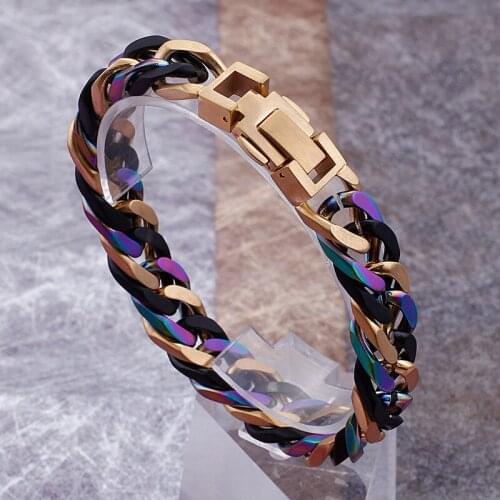 New stainless steel bracelets domineering mens color bracelet