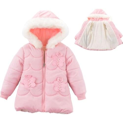 Girl Coat Winter New Hood Jacket For Baby Girls Warm Outerwear Child Thicken Down Jackets Children Clothing Kids Butterfly Coat