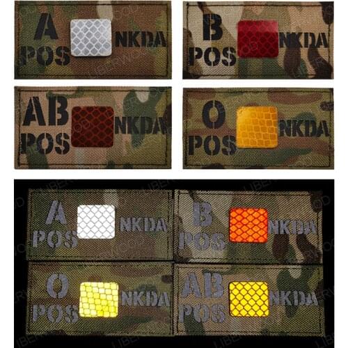Blood Type patch Infrared IR Patch A+ B+ O+ AB+ POS Positive NKDA No Known Drug Allergy badge Reversed CP Military armband patch