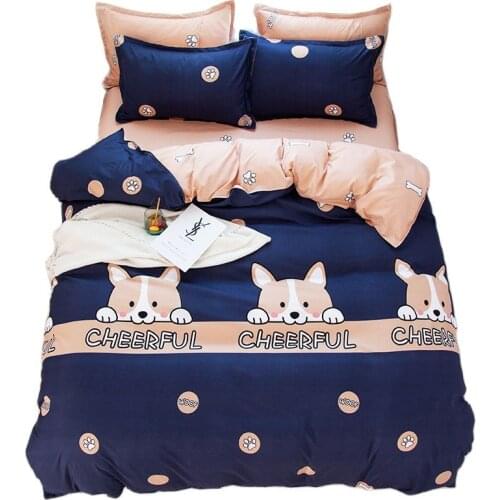 Drop Shipping Cheerful Dog Luxury Bedding Duvet Cover Bed Sheet Pillowcase Set