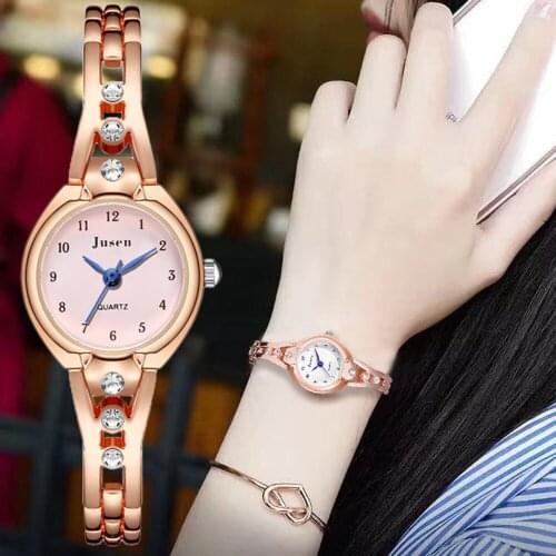 Luxury Rose Golden Diamond Stainless Steel Women Fashion Bracelet Watches digital Dial Ladies Wristwatches Small Female Watch