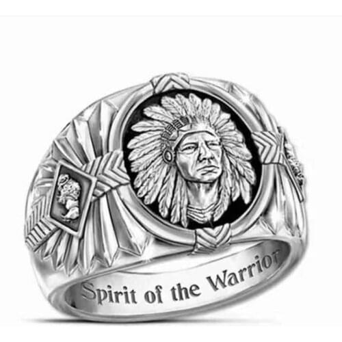 SECRET BOYS Vintage Punk Viking Warrior Rings for Men Indian Spiritual Totem Epoxy Ring Fashion Wedding Jewelry