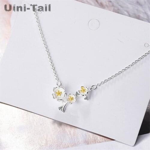 Uini-Tail hot new 925 sterling silver simple art plum blossom branch necklace fashion trend sweet wild high quality jewelry
