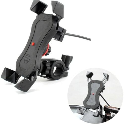 Universal Motorcycle Bicycle Mobile Phone Holder w/ USB Charge Motorbike Cell Phone Mount GPS Accessories