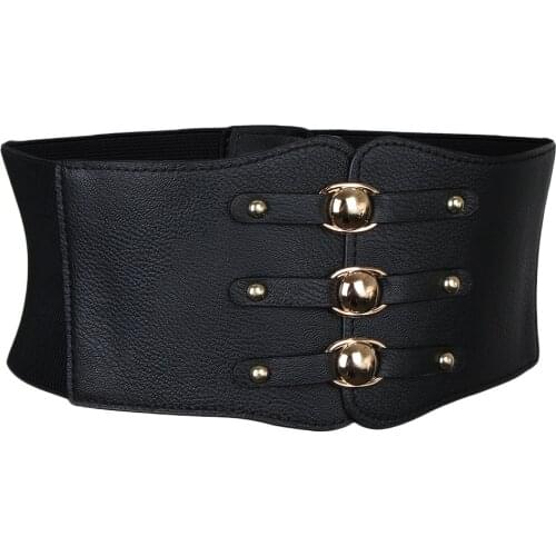 Vintage Artificial Leather Waist Belt Waspie Stretch Underbust Corset