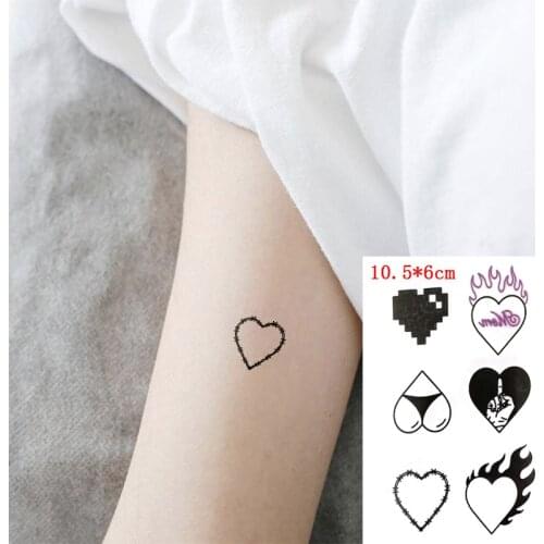 Waterproof Temporary Tattoo Sticker Fire Love Heart Flower English Word Small Pattern Flash Tatoo Fake Tatto Art for Women Men