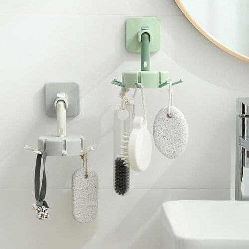 360 Degree Rotating Hanging Rack Punch-free Kitchen Hook Self Adhesive Punch-Free Hook with 6 Hook Home Wall Door Hook Handbag