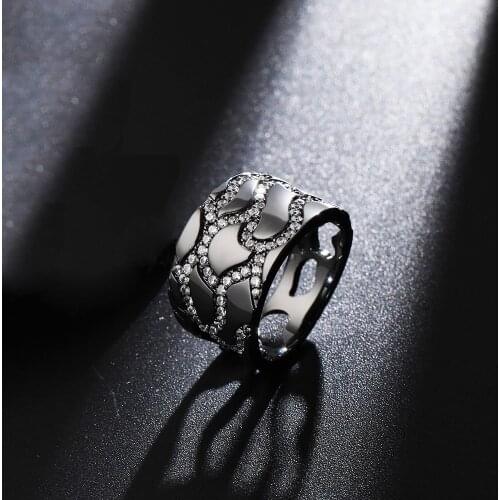 Top Quality New Fashion Monacon Vintage Black Ring Micro Mosaic AAA+ Zircon Modern Camouflage Stripe Coon Rings for Women