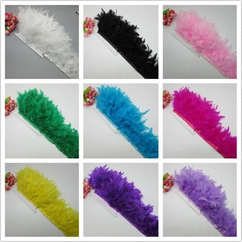YY-tesco 6Yard Fluffy Beautiful Turkey Feathers Ribbon Fringe Turkey Feather Trimming For Carnival Costumes DIY Clothing