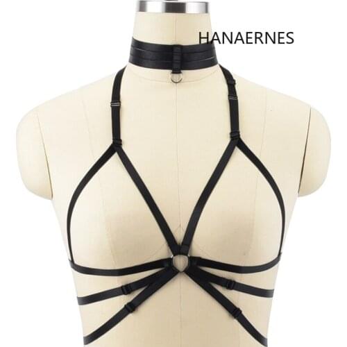 Womens Sexy Goth Clothes Cross Elastic Body HARNESS BRA Bondage Cage Bra Lingerie Pole Dance Wear festival clothing Underwear