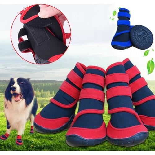 4Pcs/set Pet Dog Winter Shoes Rain Snow Waterproof Booties Socks Rubber Anti-slip Shoes For Small Dog Puppies Footwear Snow Boot