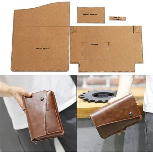 1 Set Of Hard Kraft Paper Stencil Template For DIY Handmade Leather Mens Clutch Bag Business Bag Sewing Pattern 20cm*13cm*3cm