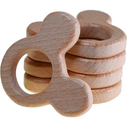 1pcs Mickey Head Cute Mouse Shape Ring Wood Teether Kid Teething Toys Baby Teethers