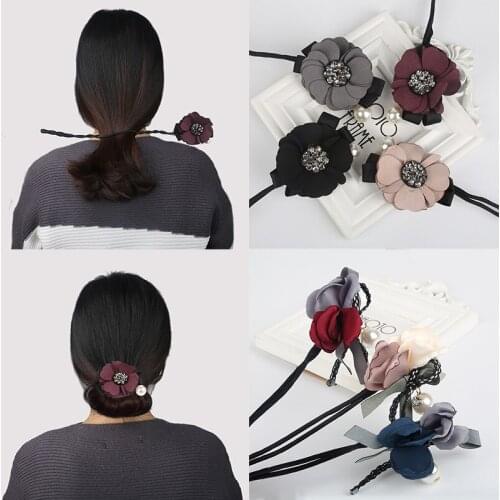 1Pc Flower With Pear Beads Styling Magic Sponge Clip Foam Bun Curler Hairstyle Twist Maker Tool Hair Accessories