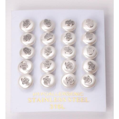 10 Pairs Wholesale Imitation Pearls Earrings Stainless Steel Small Ear Studs Gold Silver Color Jewelry For Women Daily Wear