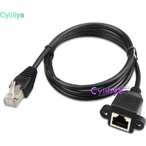 100pcs 30cm 60cm 100cm Screw panel mount RJ45 Cat5 male to female Ethernet LAN Network extension Cable with screws