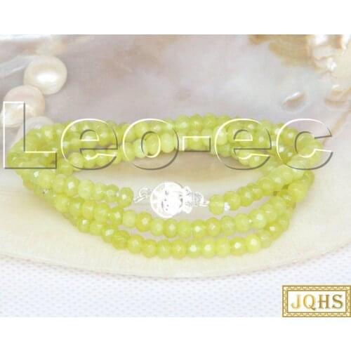 18" 2X4mm Faceted Rondelle yellow green Peridot Gems Beads necklace 925s clasp v1766
